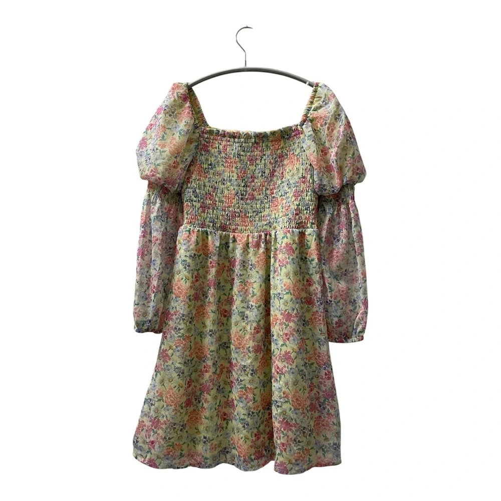 Franki by Francesca’s Yellow Floral Smocked Dress